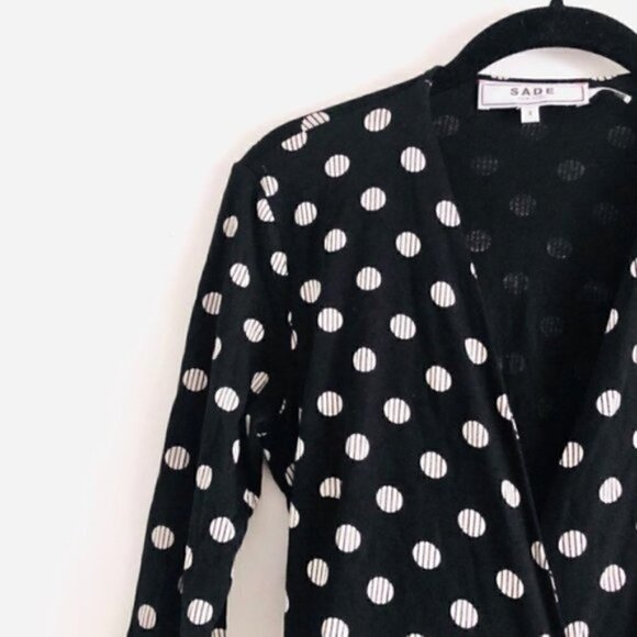 Sade New York Wrap Dress 2 Martey Jersey Knit Polka Dot Retro Casual Party - Picture 3 of 9